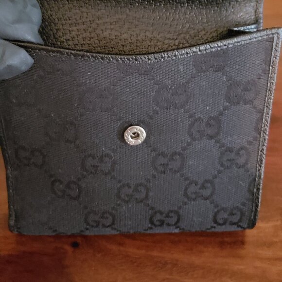 New Gucci Black Canvas Compact Wallet - Picture 8 of 15